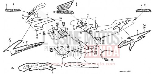 RAYURE (CBR600FV/FW) CBR600FW de 1998